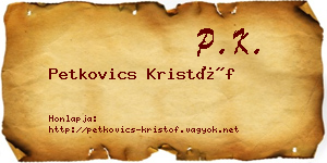 Petkovics Kristóf névjegykártya