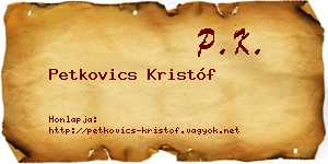 Petkovics Kristóf névjegykártya