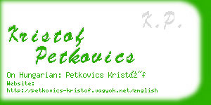 kristof petkovics business card